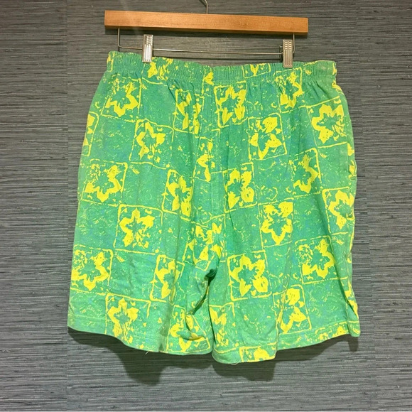 Pacific Coast Highway PCH Vintage Shorts Green Yellow Drawstring Elastic XL - Picture 6 of 7
